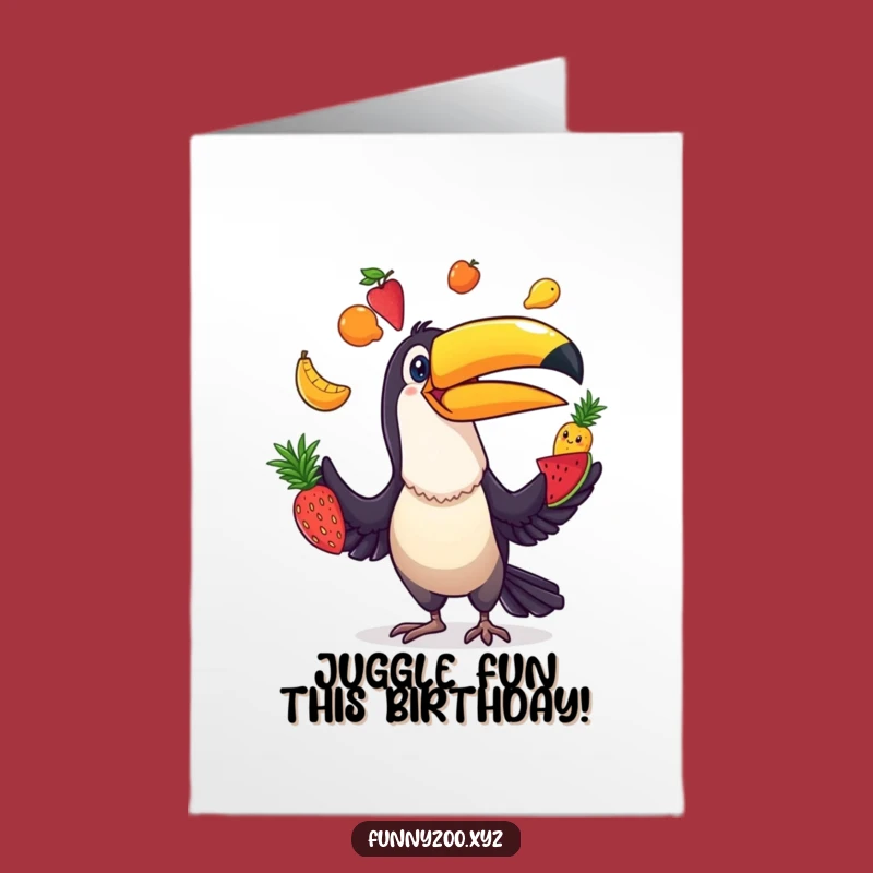 Free Printable Birthday Card: Juggling Toucan - Funny Downloadable Gift!