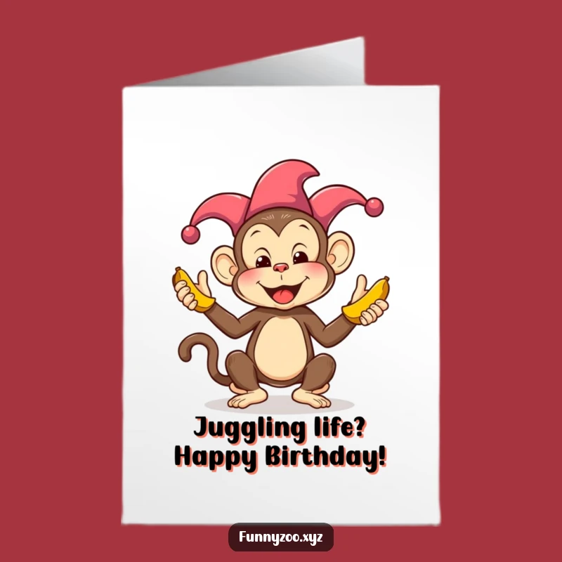 Free Printable Hilarious Jester Monkey Birthday Card - Funny Downloadable Gift!