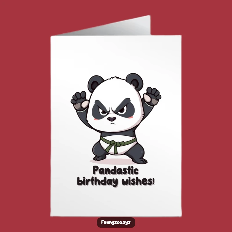 Free Printable Funny Panda Birthday Card: Martial Arts Squint Downloadable Gift