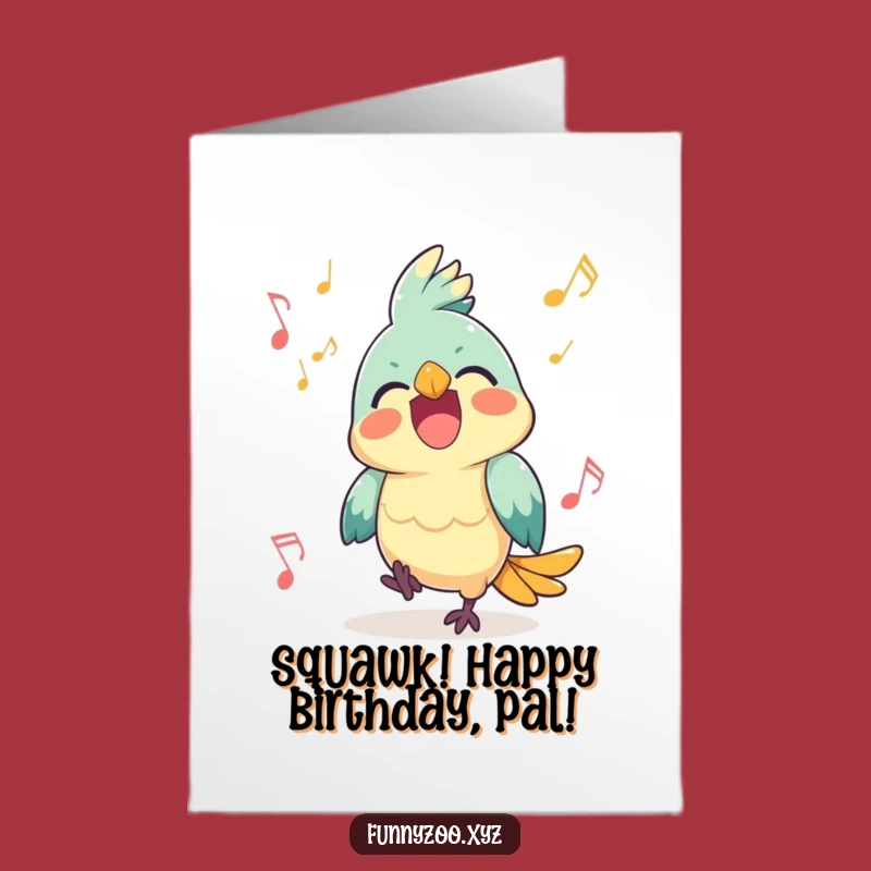 Free Printable Birthday Card: Happy Parrot Music Joy Downloadable Gift