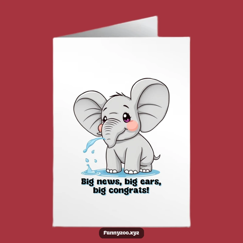 Free Printable Congrats Card: Surprised Elephant Splash - Joyful Downloadable