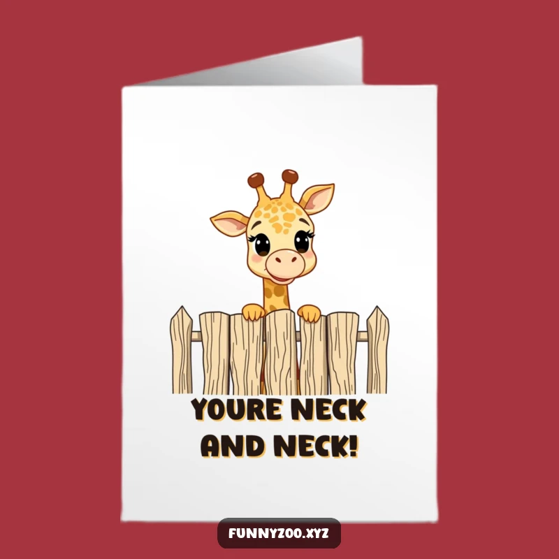 Free Printable Congrats Card: Giraffe Peering Over Fence Celebration Gift