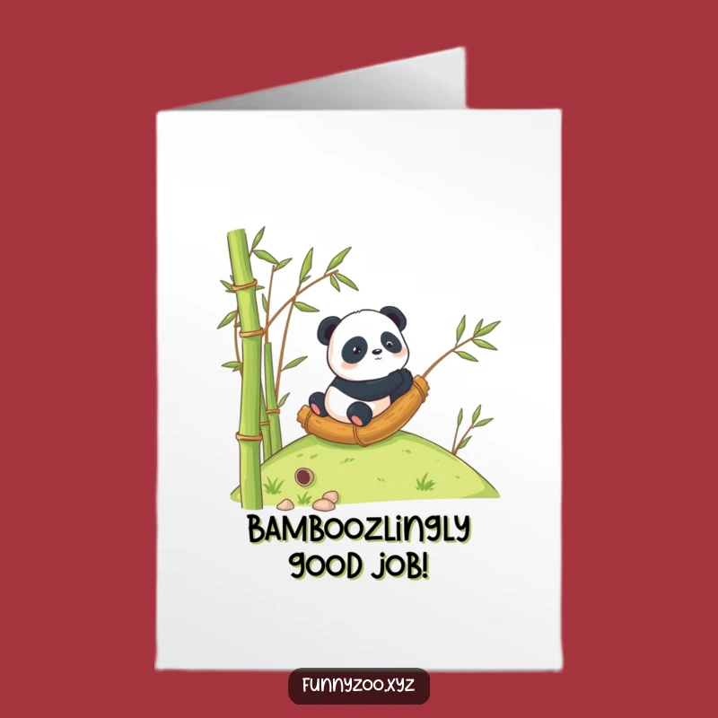 Free Printable Congrats Card: Panda Bamboo Roll Celebration Downloadable Gift