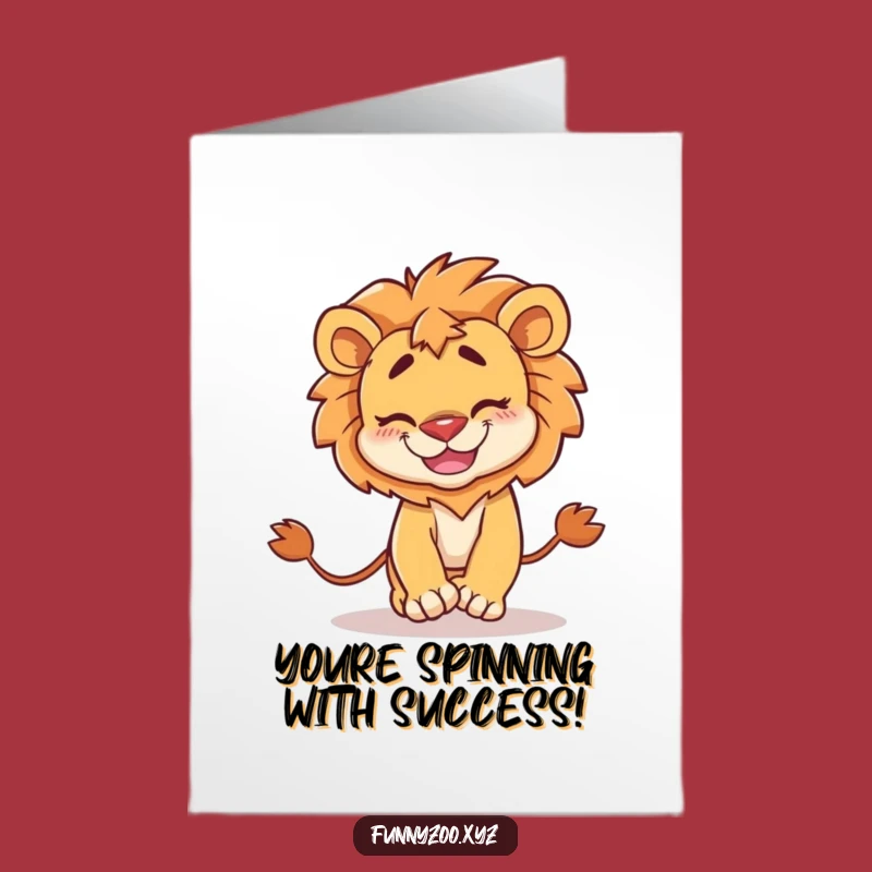 Free Printable Congratulations Card Lion Chasing Tail, Funny Downloadable Greeting