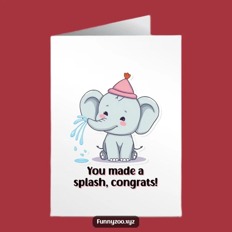 Free Printable Elephant Congrats Card - Spraying Success with Joy!