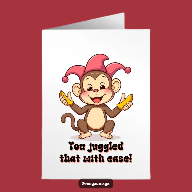 Free Printable Funny Monkey Jester Congrats Card - Downloadable Celebration!