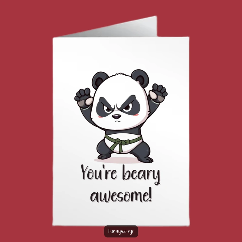 Free Printable Funny Panda Congrats Card: Martial Arts Victory Downloadable Gift