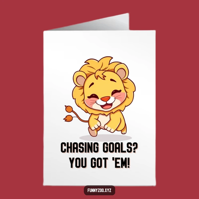 Free Printable Lion Congrats Card - Chasing Success with a Grin!