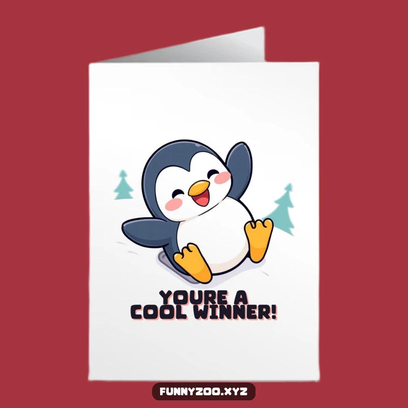 Free Printable Penguin Congrats Card: Snowy Slide Joy - Easy Print at Home