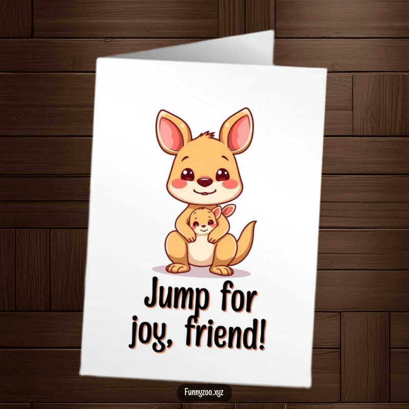 Funny Free Printable Congratulations Card: Kangaroo with Joey Making a Silly Face