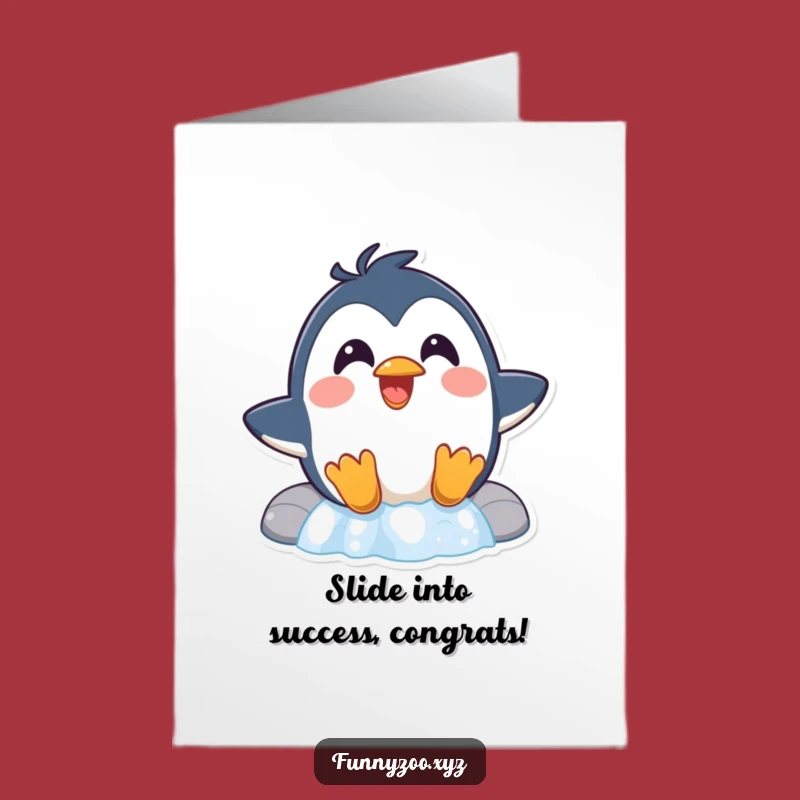 Free Printable Congrats Card: Penguin's Waterfall Laugh, Celebrate Your Win!