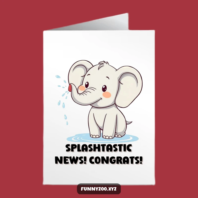Free Printable Congratulations Card: Funny Elephant Splash Downloadable Gift