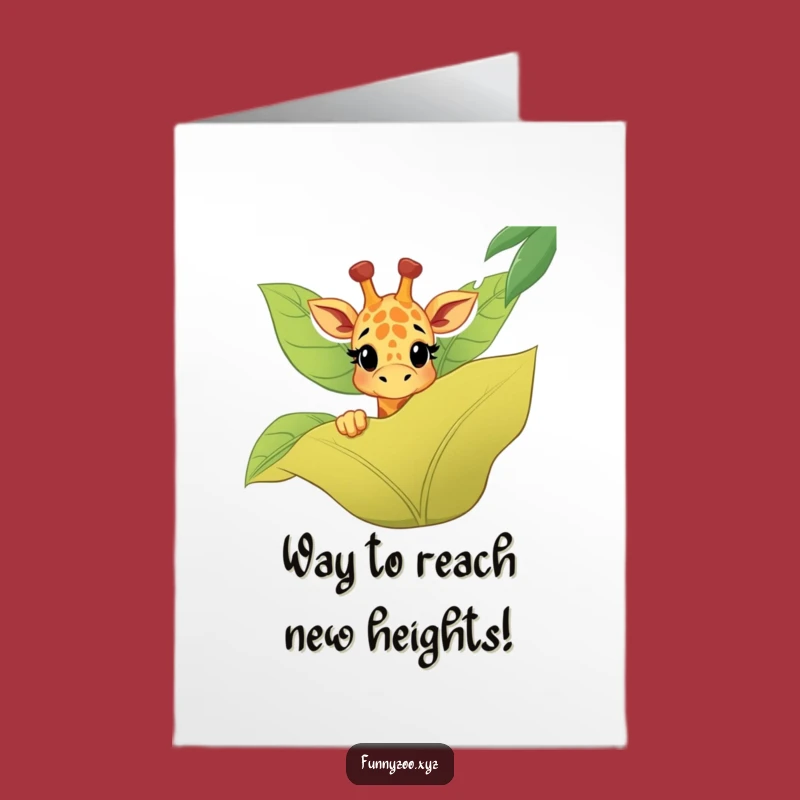 Free Printable Congrats Card: Giraffe Peeking, Jungle Achievement Downloadable Gift