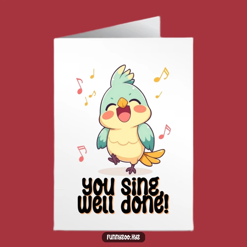 Free Printable Congrats Card: Parrot Music Celebration Downloadable Gift