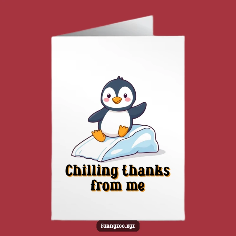 Free Printable Thank You Card: Penguin Ice Slide Fun Gratitude Gift