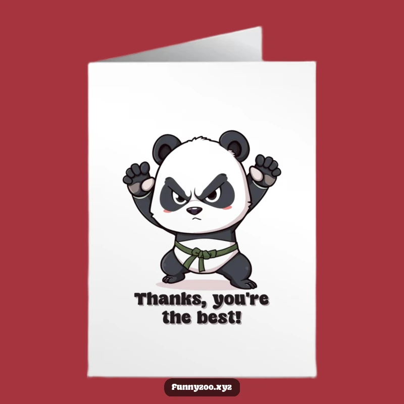 Free Printable Funny Panda Thank You Card: Martial Arts Gratitude Downloadable Gift