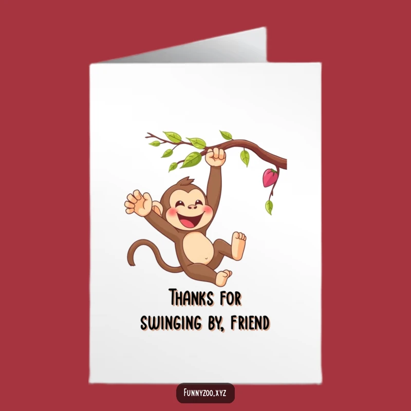 Free Printable Monkey Thank You Card - Vine Swinging Humor for Gratitude