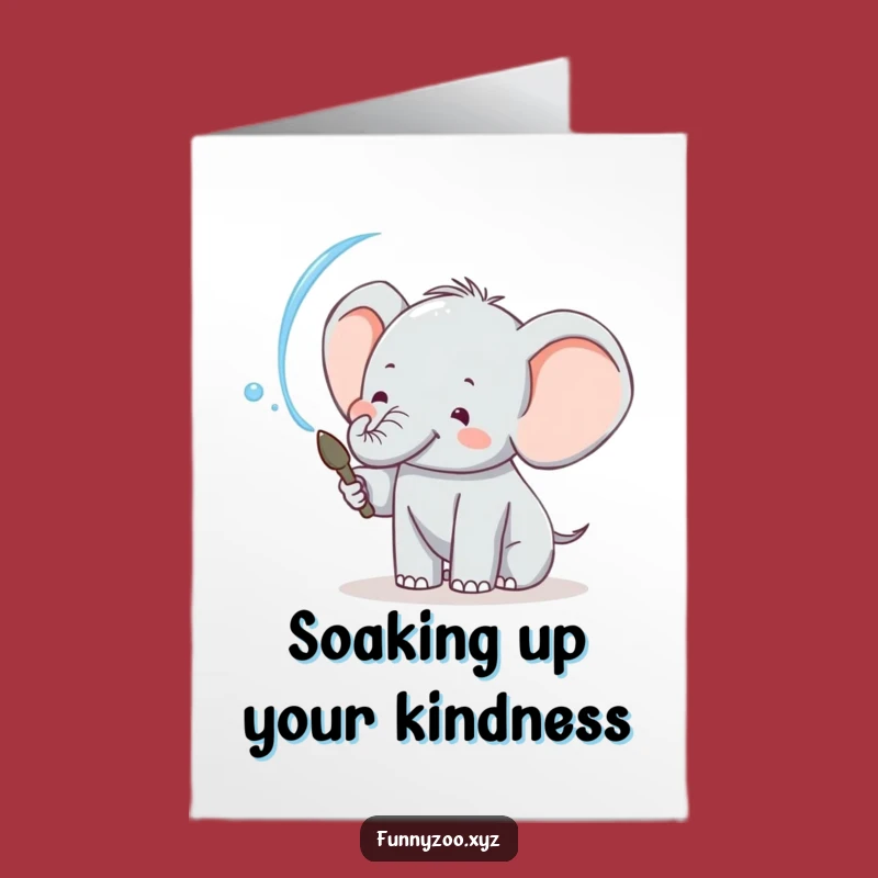 Free Printable Thank You Card: Cheerful Elephant Water Spray, Grateful Downloadable Gift