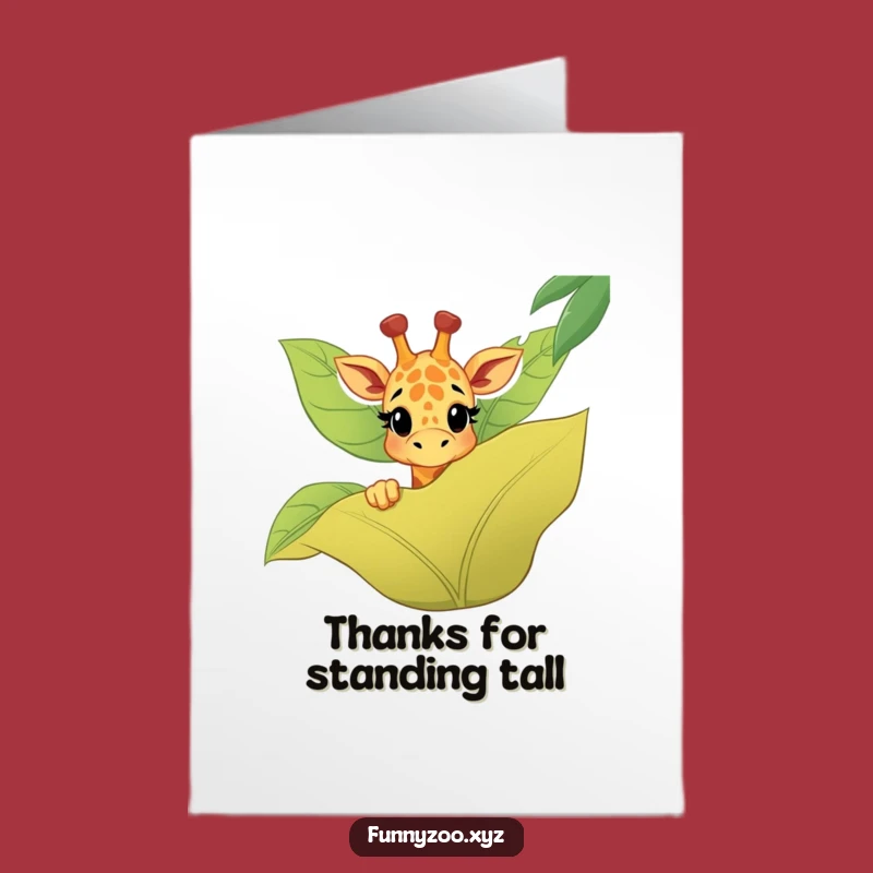 Free Printable Thank You Card: Giraffe Peeking, Jungle Gratitude Downloadable Gift