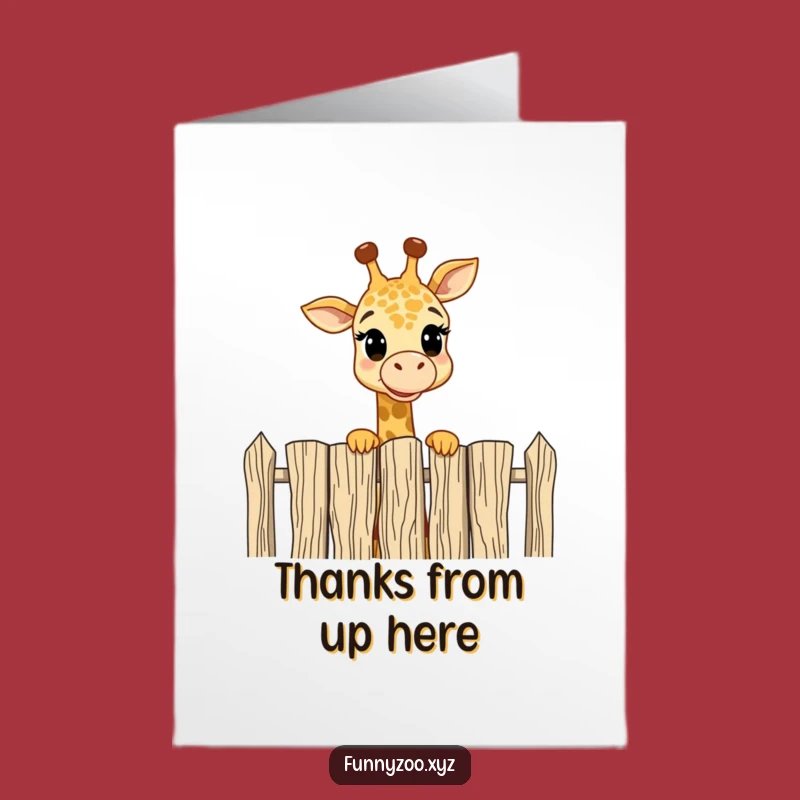 Free Printable Thank You Card: Giraffe Peering Over Fence Gratitude Gift