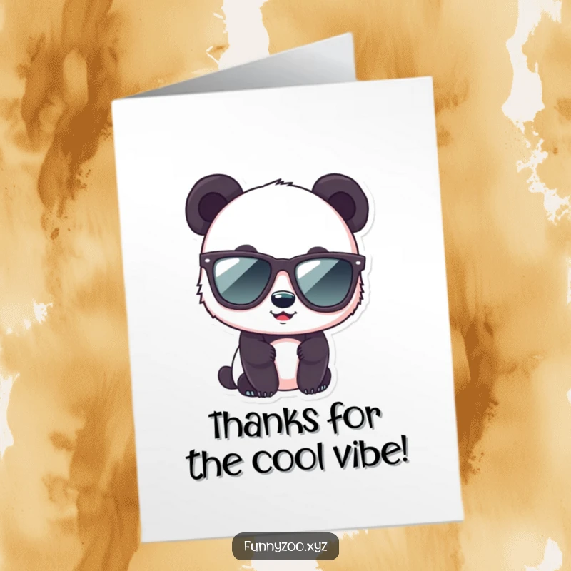 Funny Free Printable Thank You Card: A cute panda character wearing oversized sunglasses, offering a cool and humorous expression of thanks.