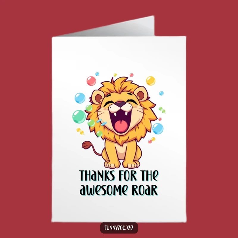 Printable Thank You Lion Card: Bubble Roar - Free Download