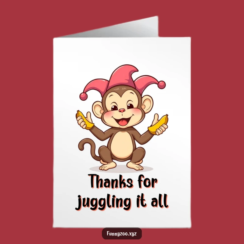 Free Printable Silly Monkey Jester Thank You Card - Hilarious Download!