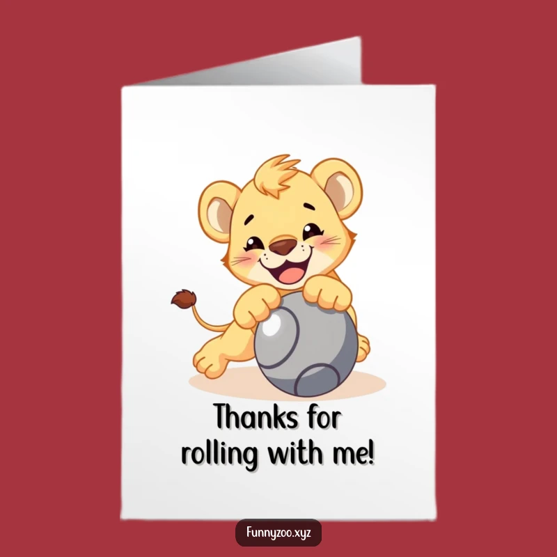 Free Printable Lion Cub Thank You Card: Funny Downloadable Greeting for Big Thanks