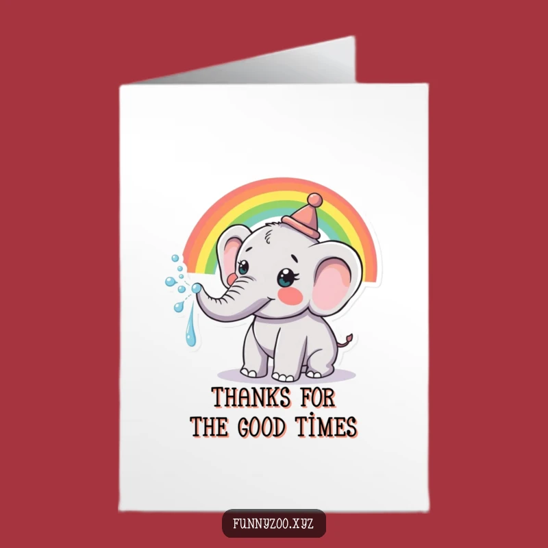 Free Printable Thank You Card Elephant Rainbow, Grateful Downloadable Greeting
