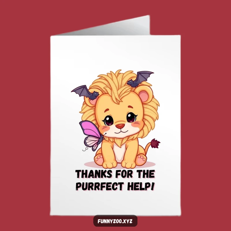 Free Printable Thank You Card: Lion Cub's Thanks - Playful Downloadable