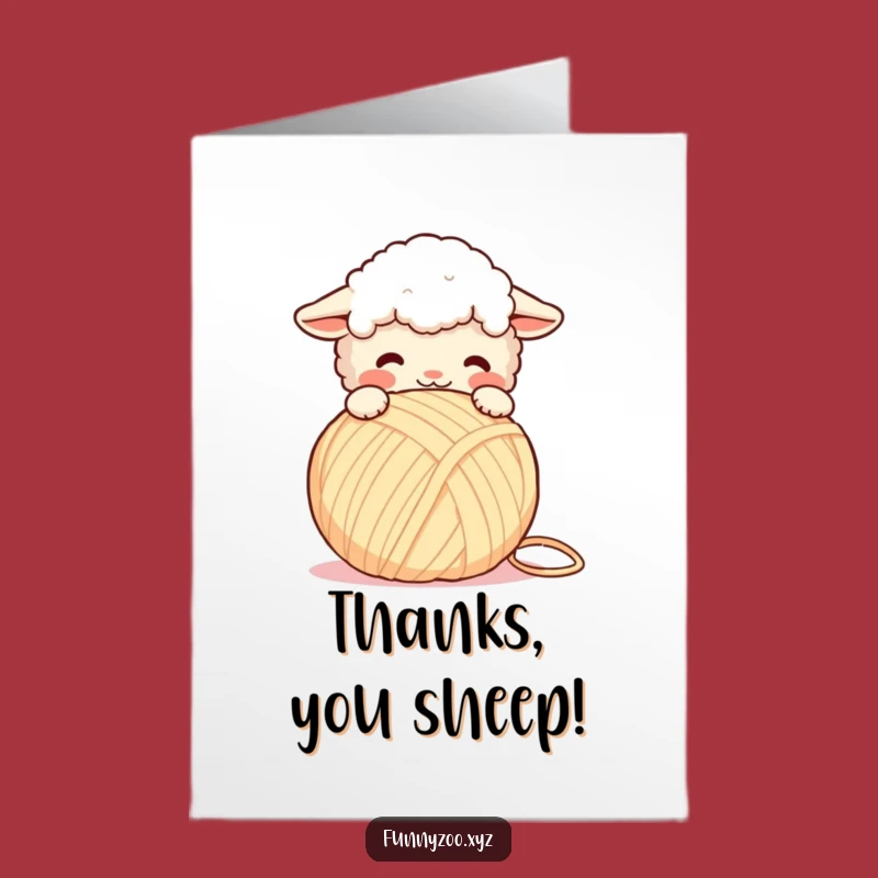 Free Printable Thank You Card: Sheep Headbutting Yarn Gratitude Gift