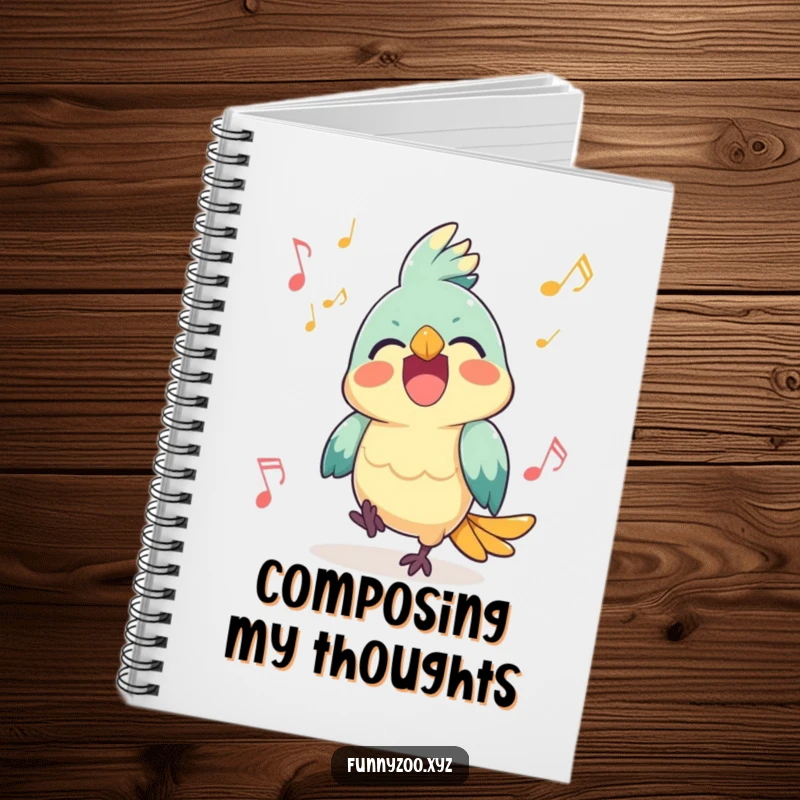 Funny Parrot Notebook: A parrot squawking with joy surrounded by music notes, perfect for notes.