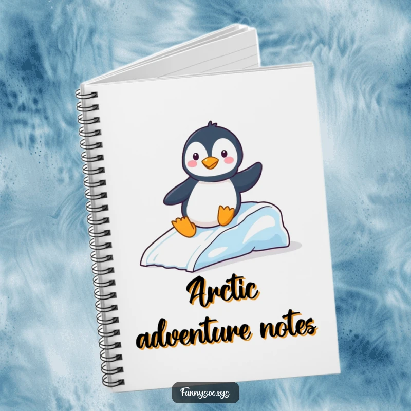 Funny Notebook: Amusing penguin sliding down a miniature ice slide, a hilarious and practical journal.