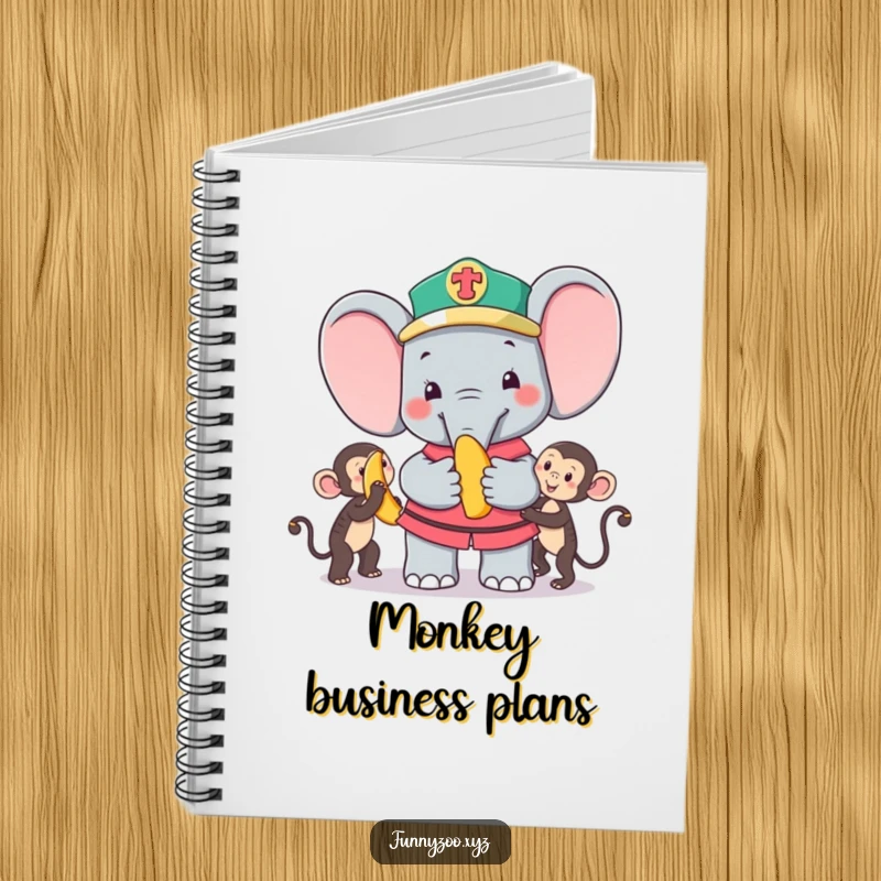 Funny Notebook: Cute elephant zookeeper giving a banana to a monkey, a hilarious and practical journal for everyday use.