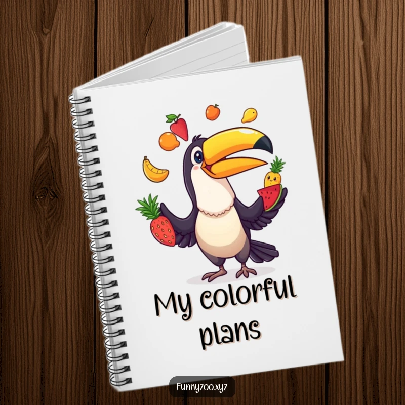 Funny Toucan Juggler Notebook: Notebook featuring a comical toucan juggling colorful fruits, perfect for jotting down notes.