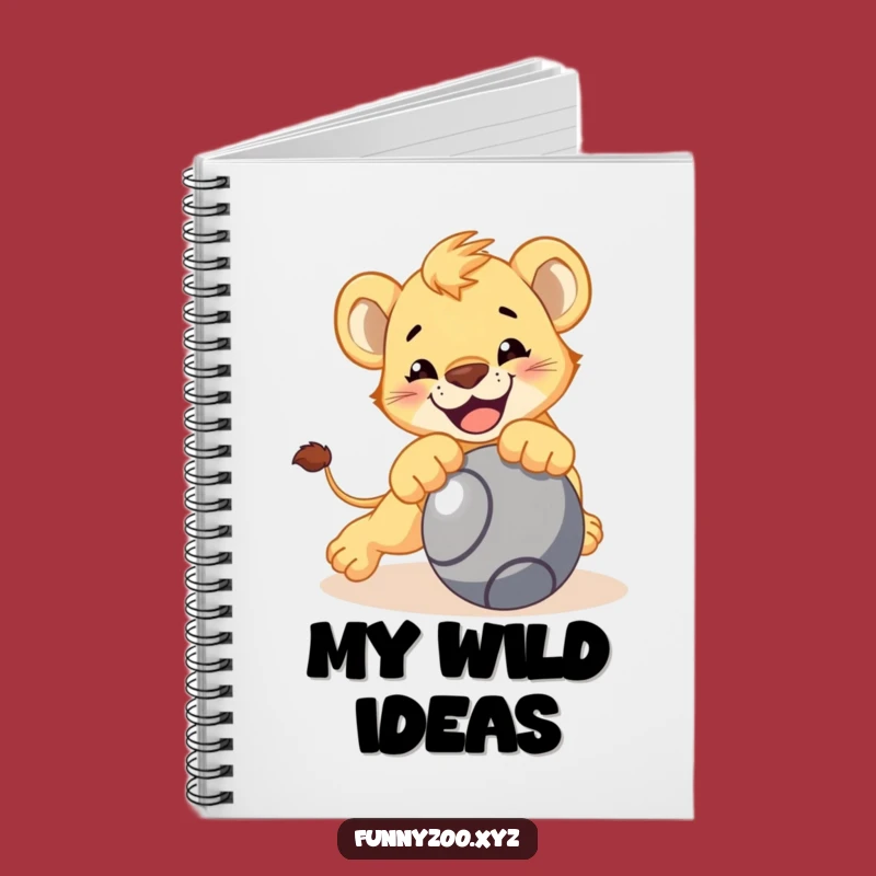 Funny Lion Cub Pouncing Notebook, Playful Journal, Perfect Funny Gift for Adventurers