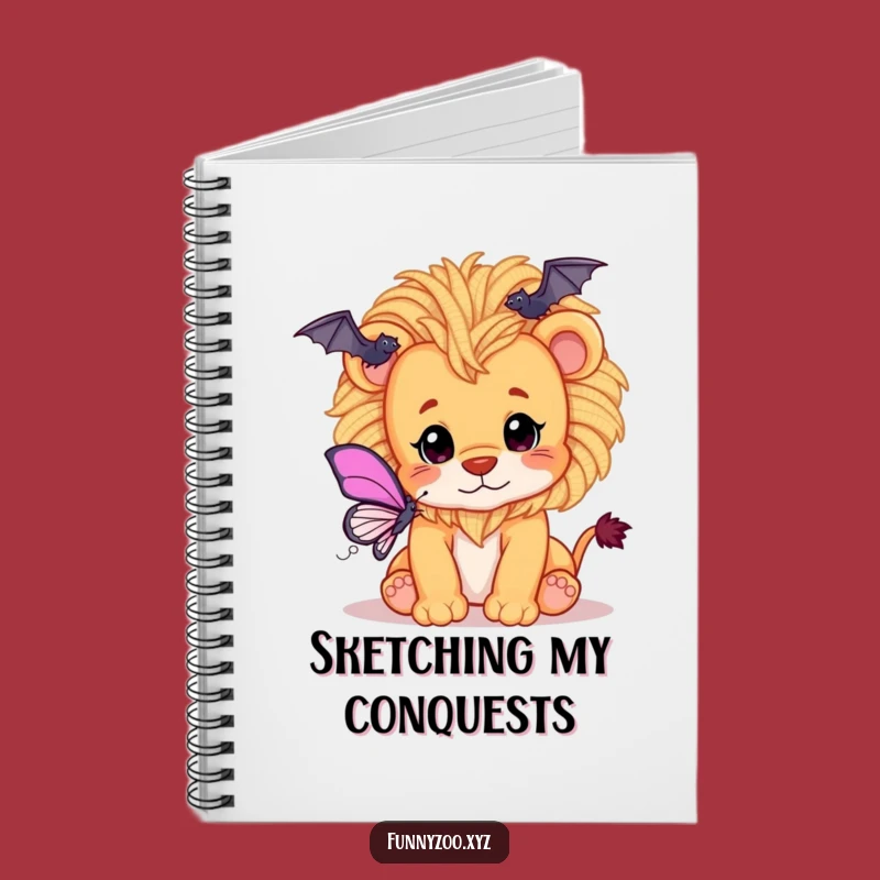 Funny Lion Cub Notebook: Jot Down Ideas with Yarn Mane and Butterfly Play