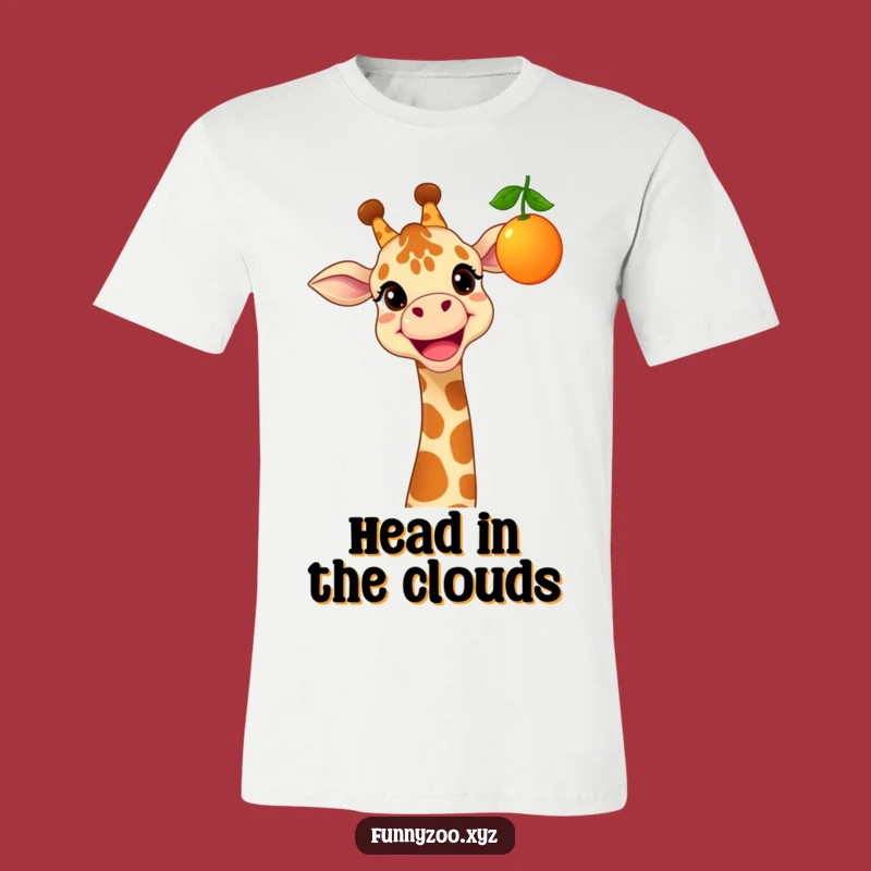 Funny Cheerful Giraffe T-Shirt: Reach for Fun with This Grinning Fruit-Snatcher