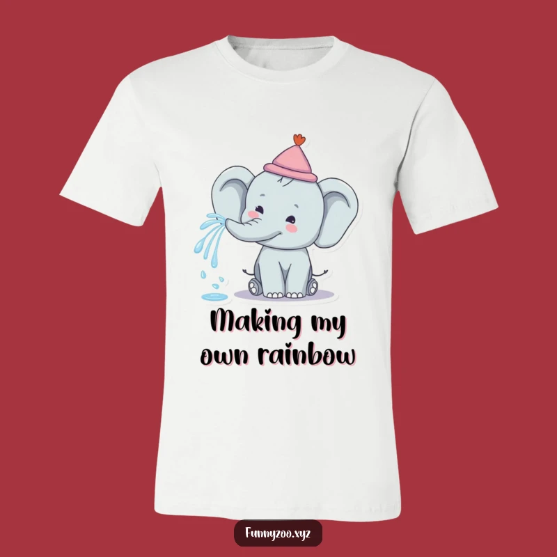 Funny Elephant Rainbow Spray T-Shirt: Happy Character Tee, Perfect Gift