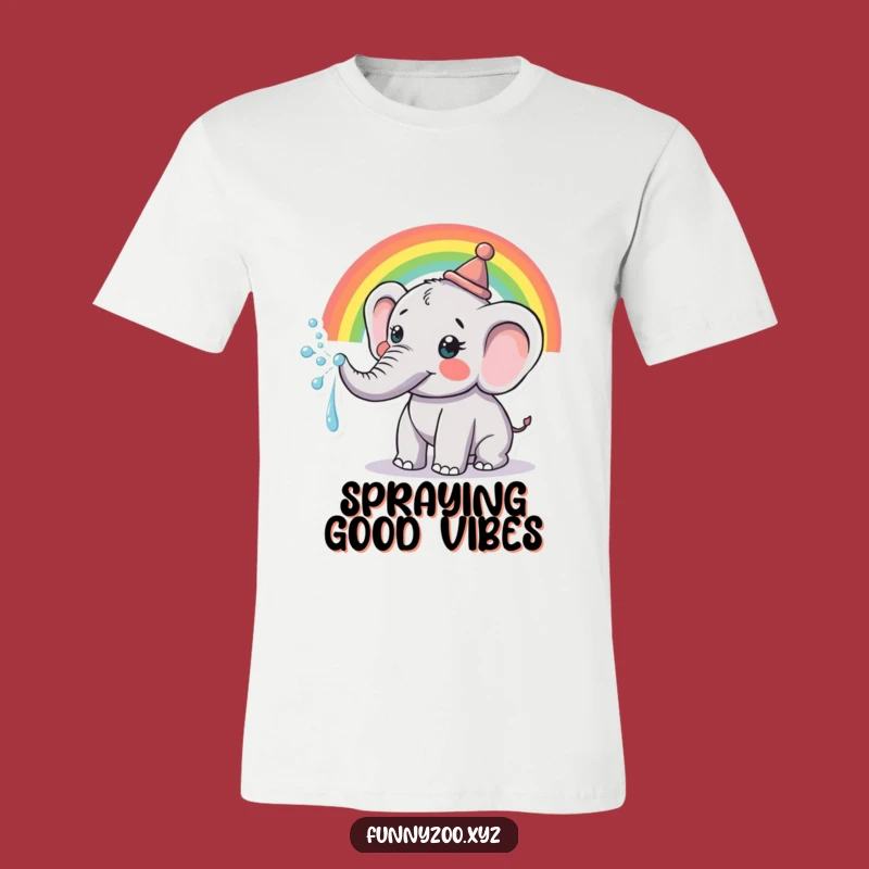 Funny Elephant T-Shirt: Rainbow Trunk Spray - Wearable Happy Funny Gift!