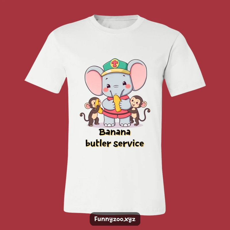 Funny Elephant Zookeeper T-Shirt: Cheerful Monkey Banana Tee for Animal Lovers!