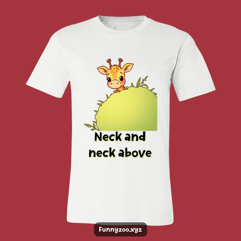 Funny Giraffe Bush Peeking T-Shirt - Hilarious Cartoon Animal Tee, Great Gift