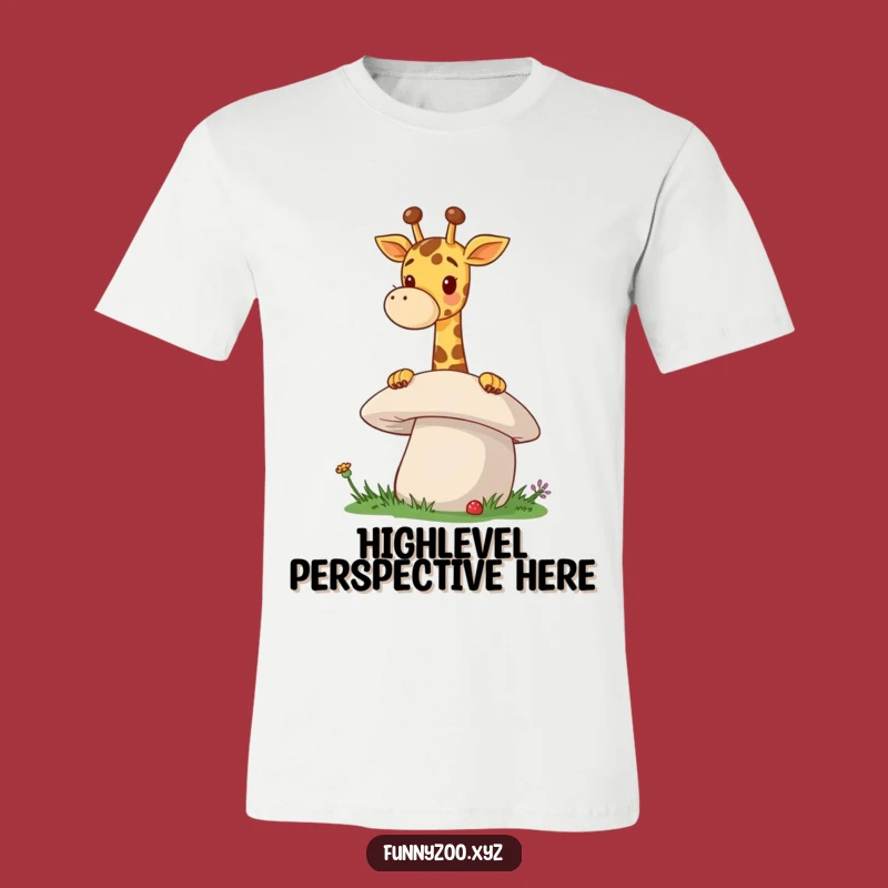 Funny Giraffe Mushroom T-Shirt A Cheerful Peeking Character Tee