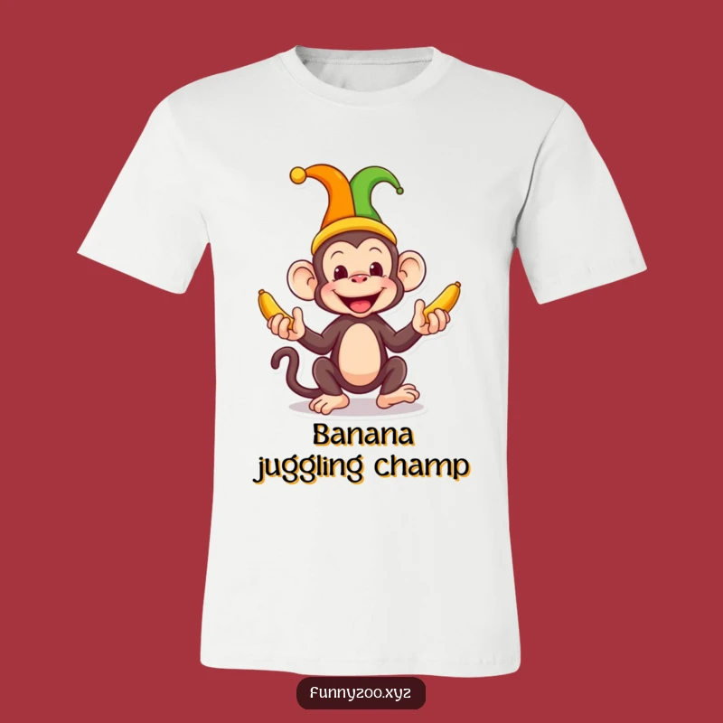 Funny Monkey Jester T-Shirt A Silly Banana Juggling Character Tee
