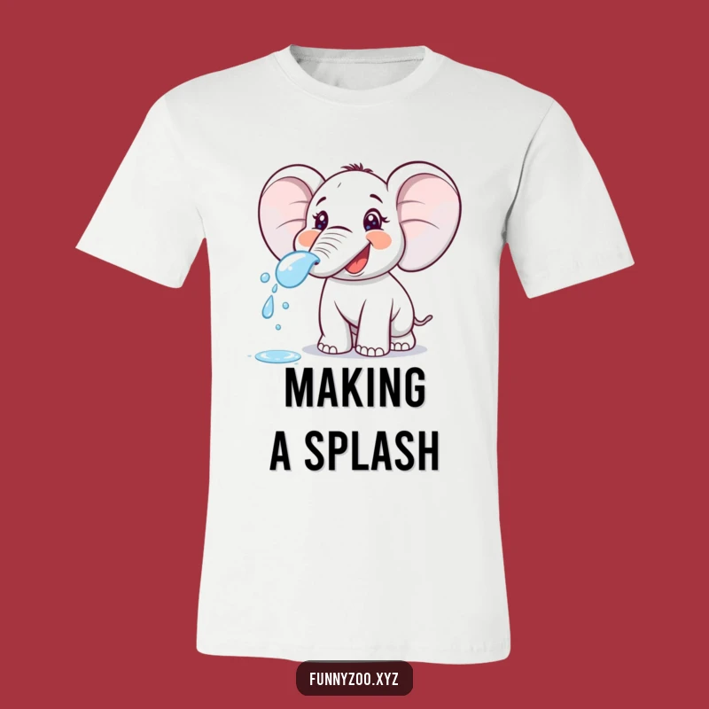 Funny Elephant Spraying T-Shirt - Splashy Cartoon Apparel, Perfect for Summer