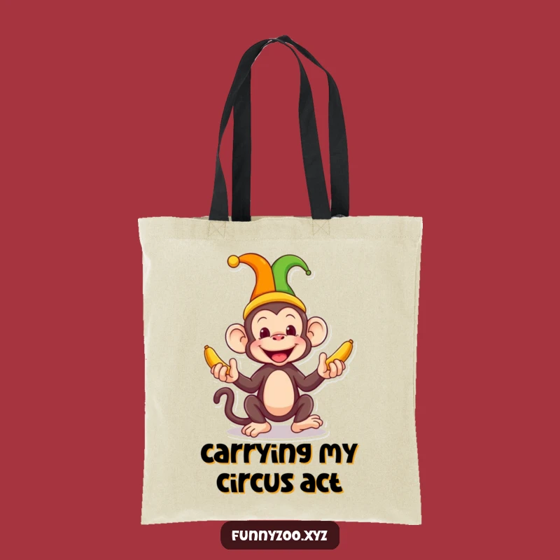 Funny Monkey Jester Tote Bag A Silly Banana Juggling Carryall