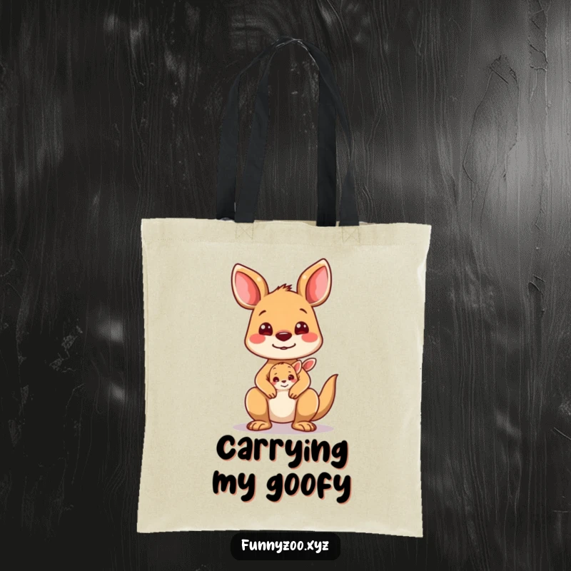 Funny Kangaroo Tote Bag: A silly kangaroo and joey making funny faces together.
