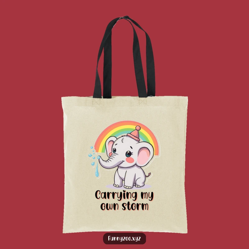 Funny Elephant Tote Bag: Rainbow Trunk Design - Chic & Hilarious Gift!