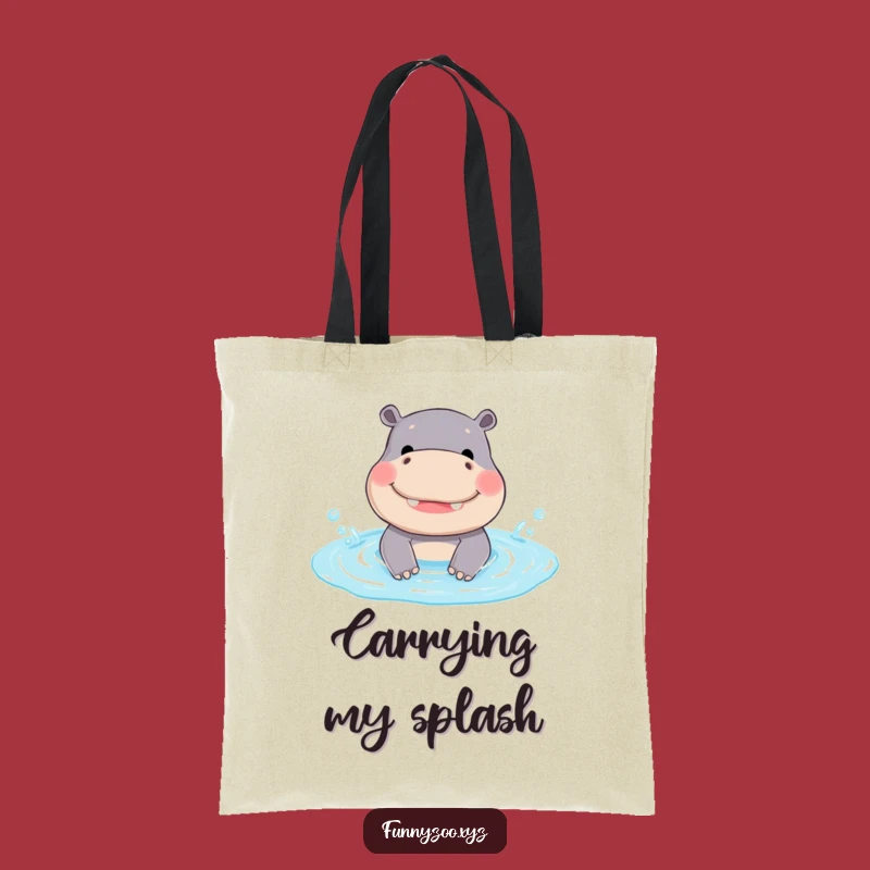 Funny Hippo Splash Tote Bag - Carry Your Fun with Style
