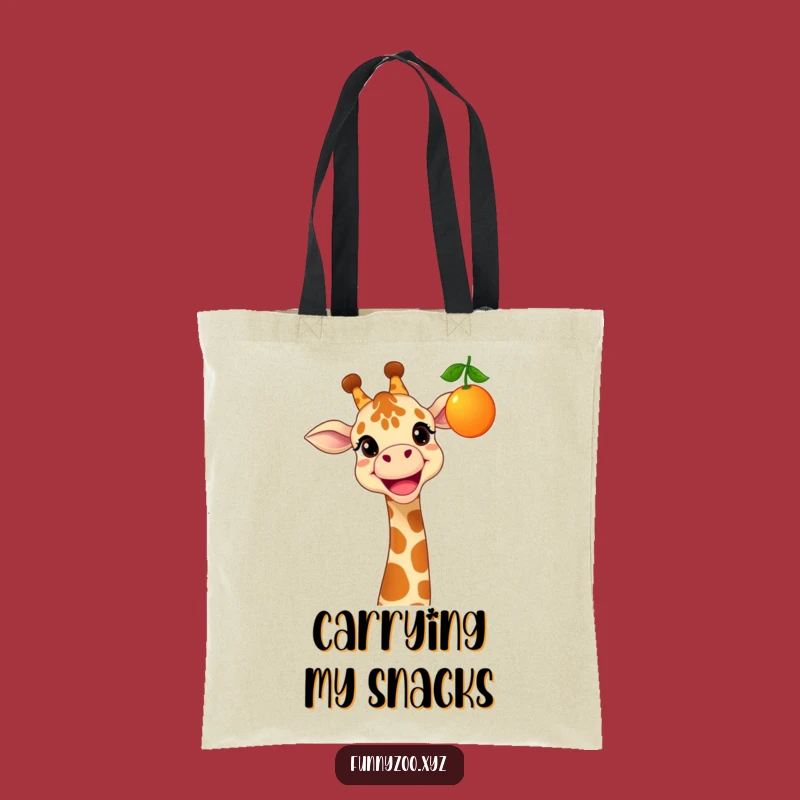 Funny Cheerful Giraffe Tote Bag: Carry Your Essentials with a Grinning Fruit Fan